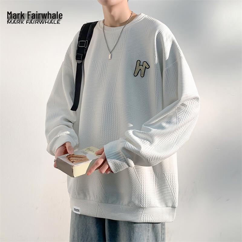 MARK FAIRWHALE Men's Winter Trendy Loose Fit Crew Neck Sweatshirt