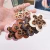 Korean Leather Leopard Print Flower Keychain Car Keyring Handbag Backbag Bag Pendant Hanging Ornament