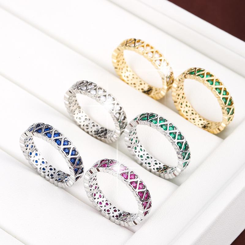 TK Heart Full Zircon Women's Ring: Summer Style, Daily Exquisite Pure Copper Jewelry