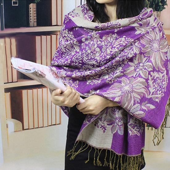 Scarf Tassels Style Vintage Smooth Cotton Shawl Scarf for Autumn