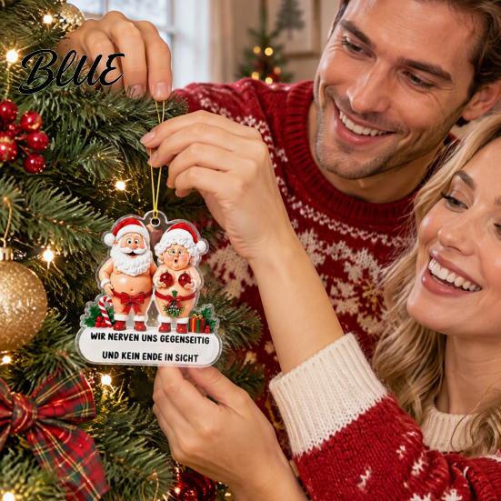 Holiday Party Decor 2D Couple Santa Pattern Hanging Ornament Acrylic Decorative Christmas Tree Accessories Charms with Lanyard Xmas Pendants