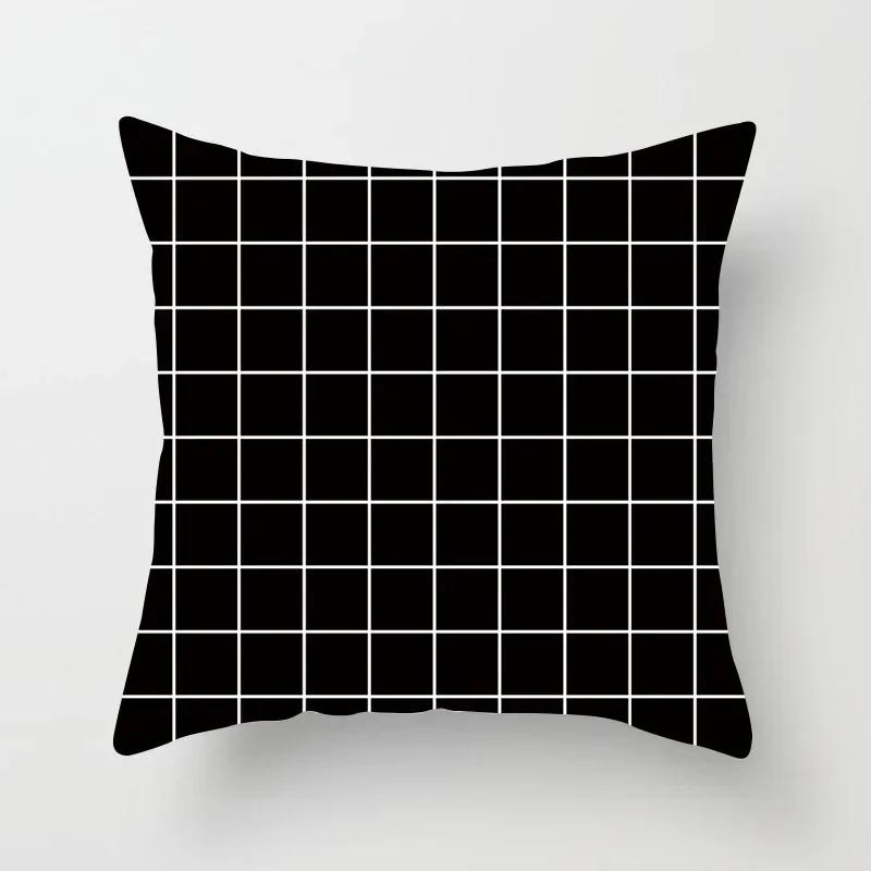 Black and white geometric polyester soft cushion throw pillow, living room car decoration, sofa bed decoration, pillowcase 40525