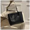 Simple Solid Color Large Capacity Tote Bag Casual Soft Leather Shoulder Bag for Women