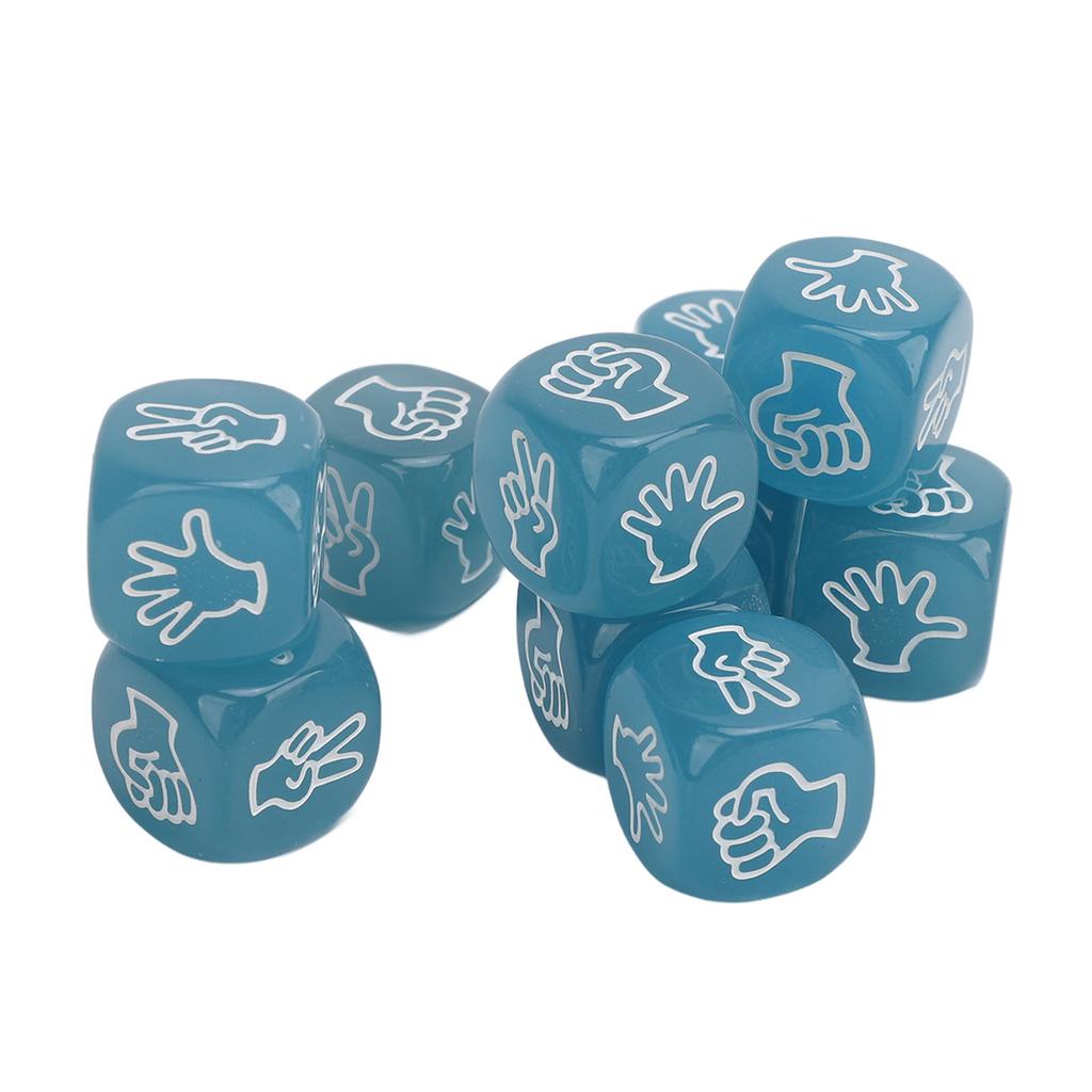 10pcs Finger Guessing Dice Luminous 6 Sided Lightweight Rock Scissors Paper Dice Set for Board Game