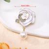 Elegant White Camellia Flower Brooches Pins For Women Beautiful Flower Plant Dressing Clothes Corsage Jewelry Accessories