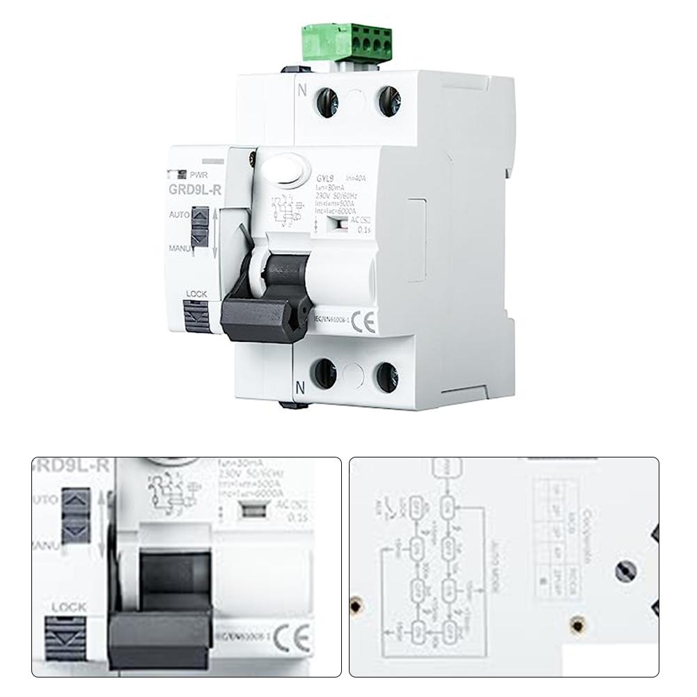 Automatic Reset Circuit Breaker 63A 30mA Differential Switch with Manual/Automatic Selection for Electrical Safety