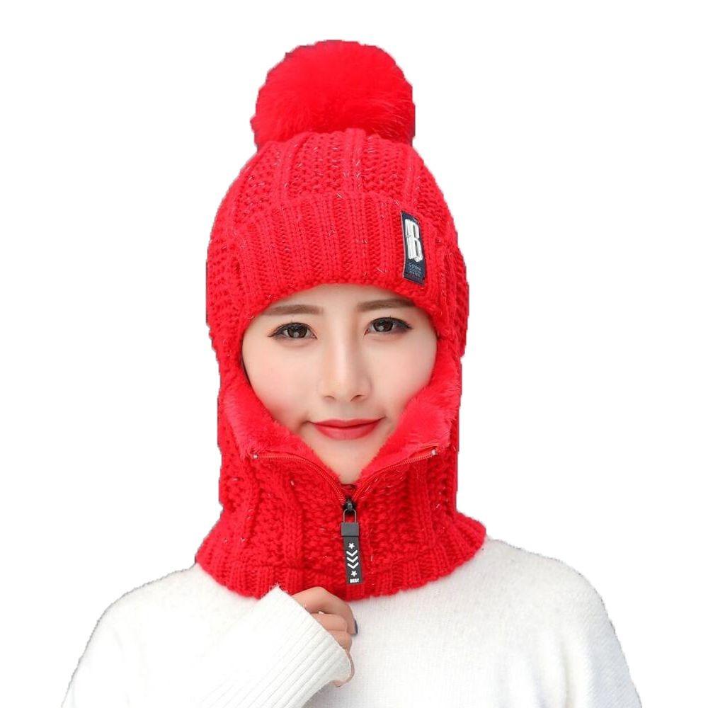 Neck Warmer Wool Knitted Hat Windproof Ear Protection Hat Winter Hat Scarf Set  Outdoor Cycling
