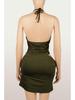 European & American Slim Sexy Low-cut Hollow Backless Halter Bodycon Short Dress