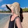 Sunscreen Hat Women's UV Protection Sun Hat Foldable Vinyl Bucket Hat Face Covering Seaside Large Brim Sun Hat