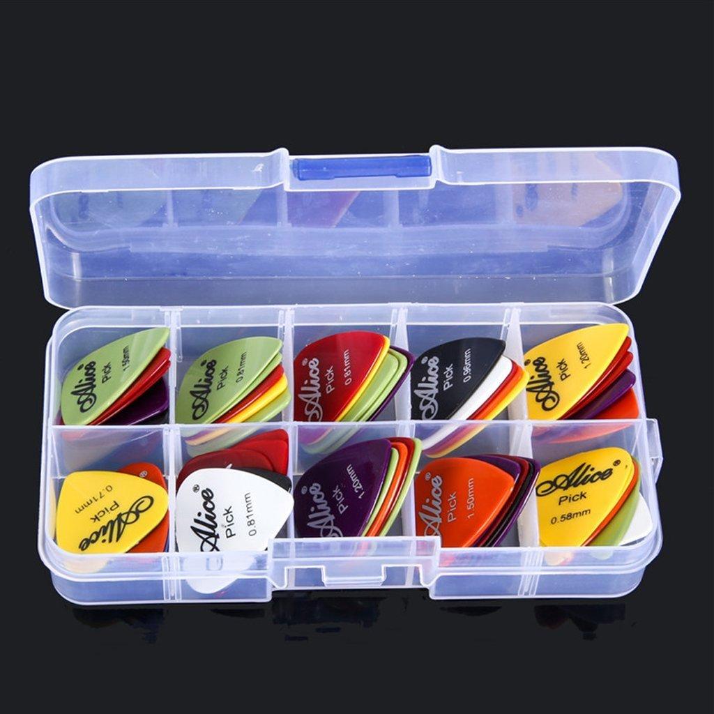 Yammy Plastic Bass Guitar 24 Various with Storage Box Picks, Pieces, Thicknesses, Colorful,