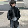 Jungen Retro Weiche Lederjacke Herbst Kinder Amerikanische Bomberjacke Ganoven Schöne Jacke Kinderkleidung