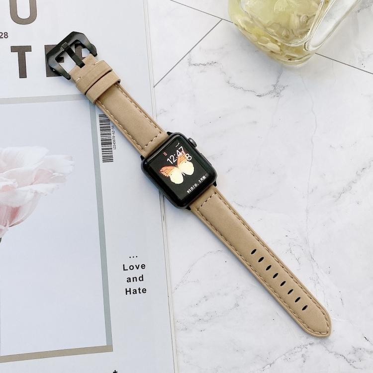 Big Head Buckle Leather Watch Band For Apple Watch Ultra 49mm&Watch Ultra 2 49mm / Series 9&8&7 45mm / SE 3&SE 2&6&SE&5&4 44mm / 3&2&1 42mm