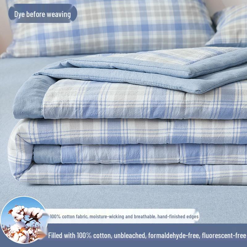 Inside and Out All-Cotton Quilt - 100% Pure Xinjiang Cotton Summer Air Conditioner Quilt for Single or Double Person