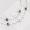 Wind High Quality Mixed Color Cool Black and White Shijia Pearls Maillard Style Necklace Collarbone Chain Necklace Sweater Chain