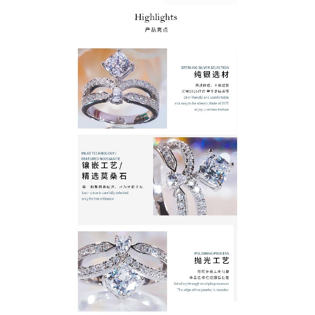 FENTTECI 925 стерлингового серебра платиновое покрытие муассанит корона кольцо микро — фото 9