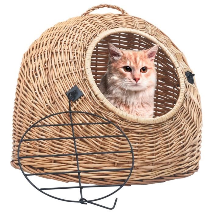 VidaXL Cage de transport pour chats 60x45x45 cm Saule naturel