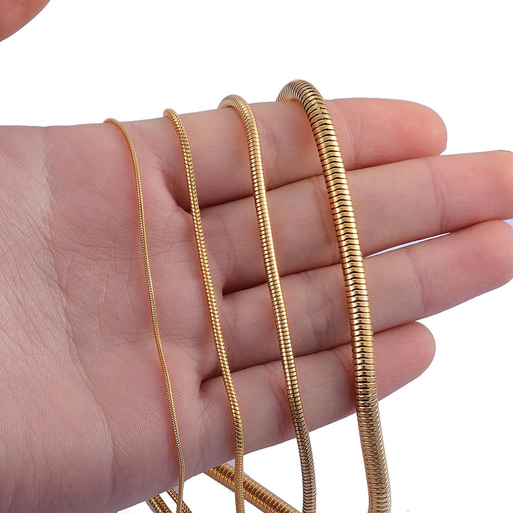 Yadreva Hip-Hop Stainless Steel Keel Round Snake Chain Gold Color Fashion Men And Women Jewelry