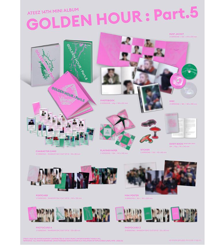 [pre-venta] [SET] Mini Álbum 14 de ATEEZ GOLDEN HOUR : Parte 5 Juego de 3 Piezas (A + Diario + Ver. Z)