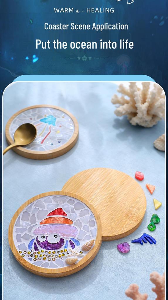 Marine Life Series DIY Mosaic Coaster Kit: Cultural Collage Materials