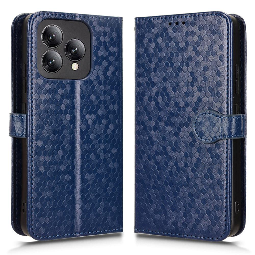 For Cubot A40 Wallet Case Dot Pattern Imprint PU Leather Phone Cover with Wrist Strap