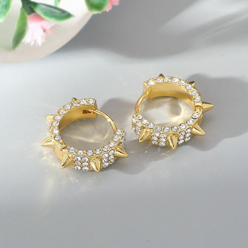 Xiaomi Personality Punk Men Women Hoop Earring Fashion Iced Out Zircon Rivet Hoop Earrings Unisex Hip Hop Earrings Rock Hip Hop Jewelry