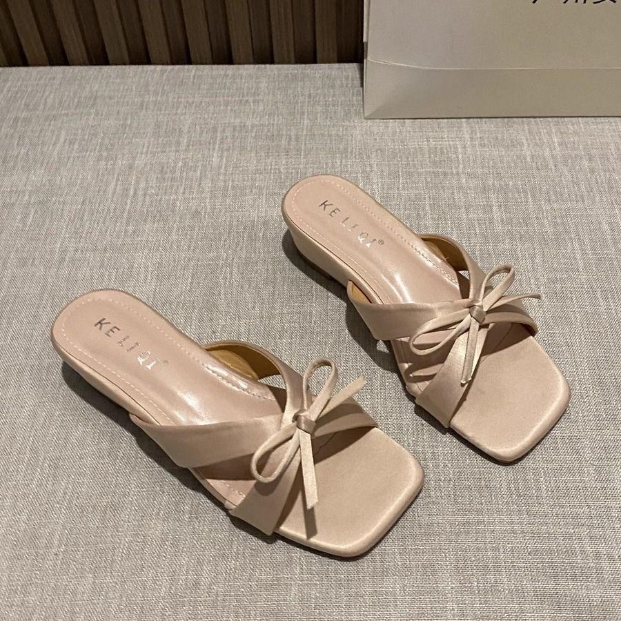 French square head open-toed cool slippers women's outer wear 2025 spring and summer new super gentle fairy style with skirt sandals