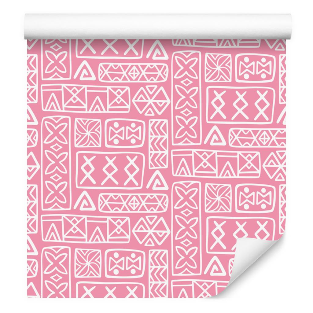 Polynesian Geometric Pattern Powder Pink Wallpaper 50x1000