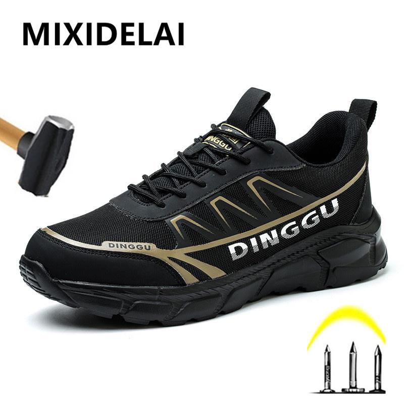Fashion Men'S Sports Shoes New Safety Shoes Men Steel Toe Shoes Security Sneakers Puncture-Proof Work Boots Lightweight Comfort