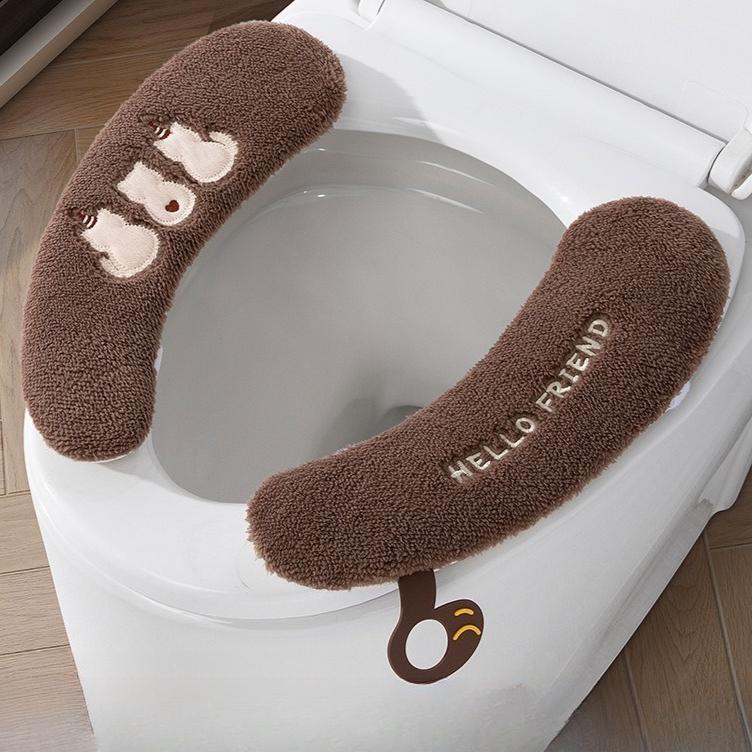 

Теплая плюшевая накладка на сиденье унитаза - Мягкая поддержка ягодиц, Нескользящая, Можно стирать вручную, Для всех сезонов 1 Pair