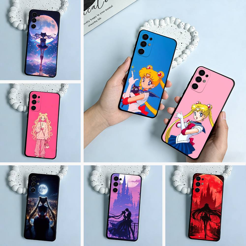 Sailor M-Moon-Usagi Tsukino Soft Silicone Case for Samsung S25, S24, S21, S22, S23, S30, Ultra, S20, Plus, FE, Lite-Black