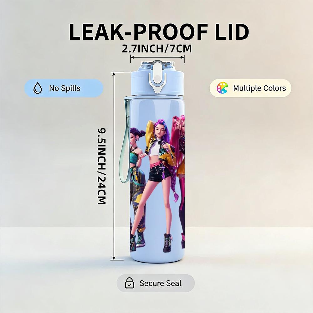 1PC Color Kpop Girl Group Stage 750ml Color Plastic Sports Water Bottle Leakproof Flip Straw Lid Suitable for Sports Office Home Use