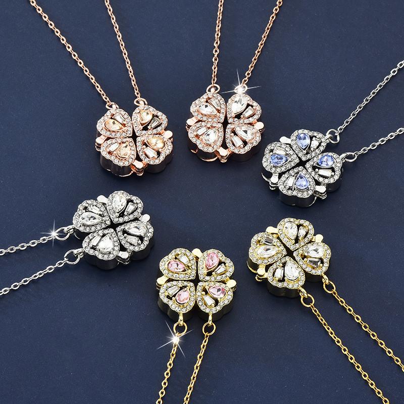 Elegant Four Leaf Clover Necklace For Women In Beautiful Rose Gold And Platinum Color Options