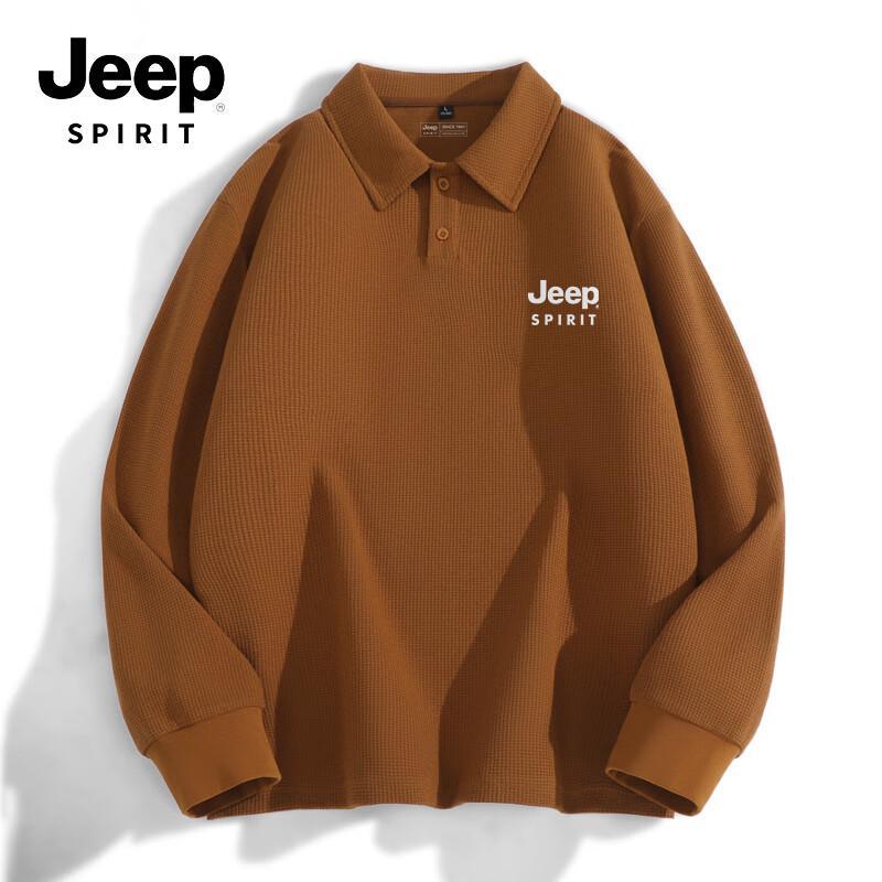 JEEP SPIRIT Men s Waffle Knit Long Sleeve Polo Shirt 3XL