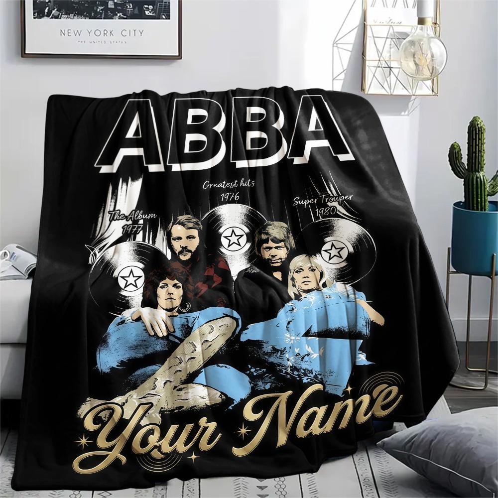 1PC Custom Name ABBA The Movie Patterned Flannel Blanket Suitable For All Seasons for Home Decor Warmth and Comfort Gifts Holiday Present -HE7