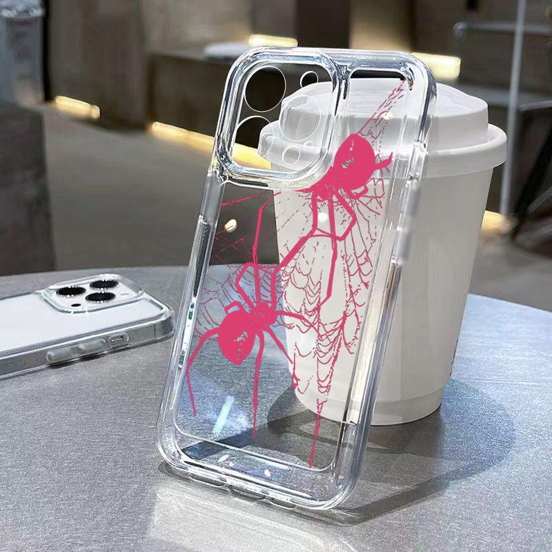 Case For iPhone 16 Cases iPhone 15 Pro Max Case Spider Pattern Clear Crystal Case For iPhone 14 13 12 11 XS XR X 7 8 Plus Cover