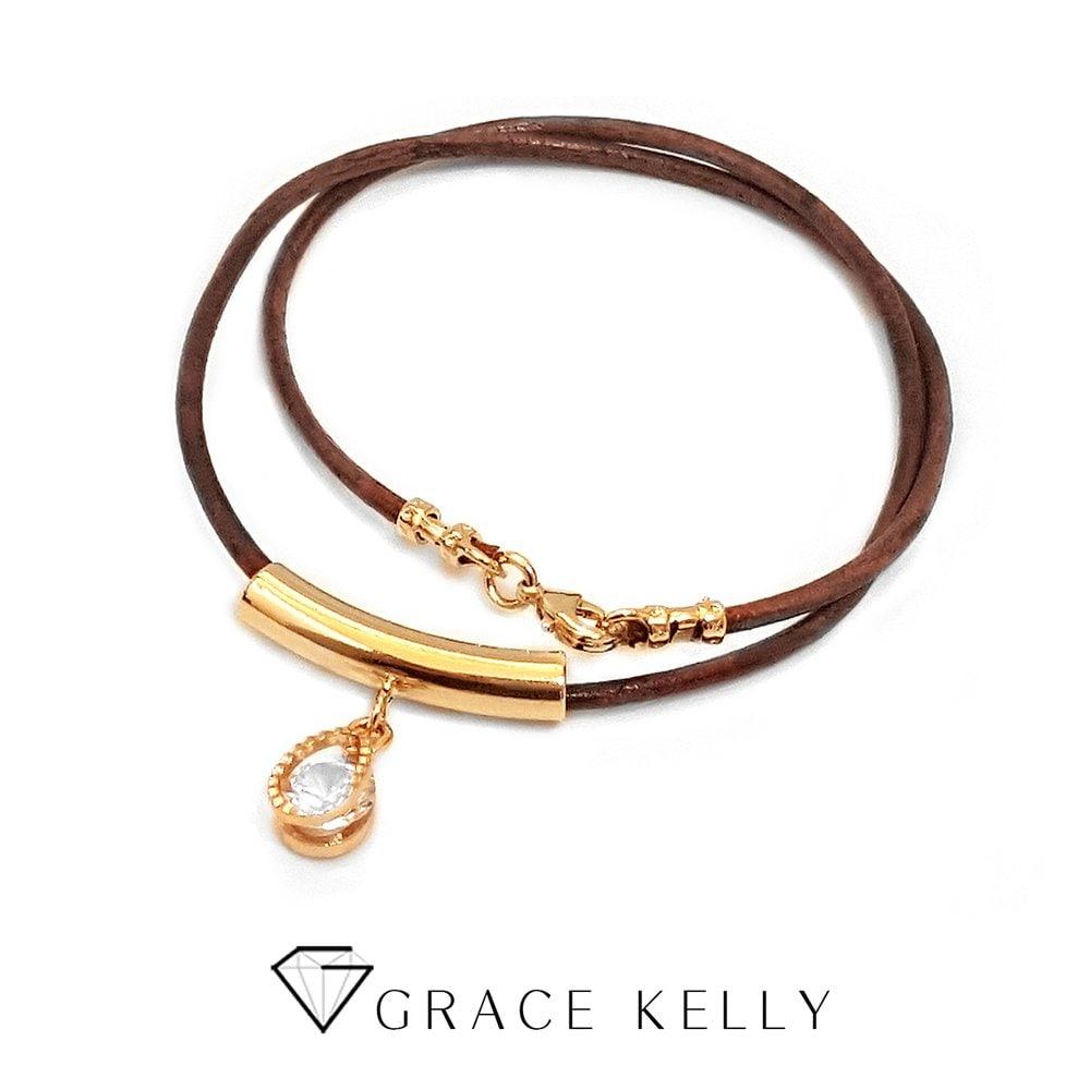 Golden Brown Slim Leather Bracelet