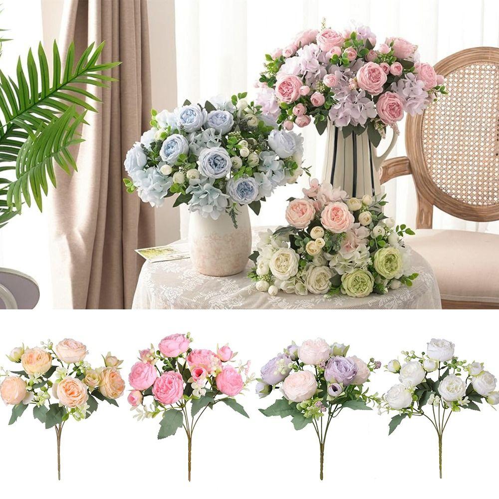 High Quality Big Head Artificial Peony Flowers Bud DIY Accessories Lifelike Floral Bridal Bouquet Home Decoration