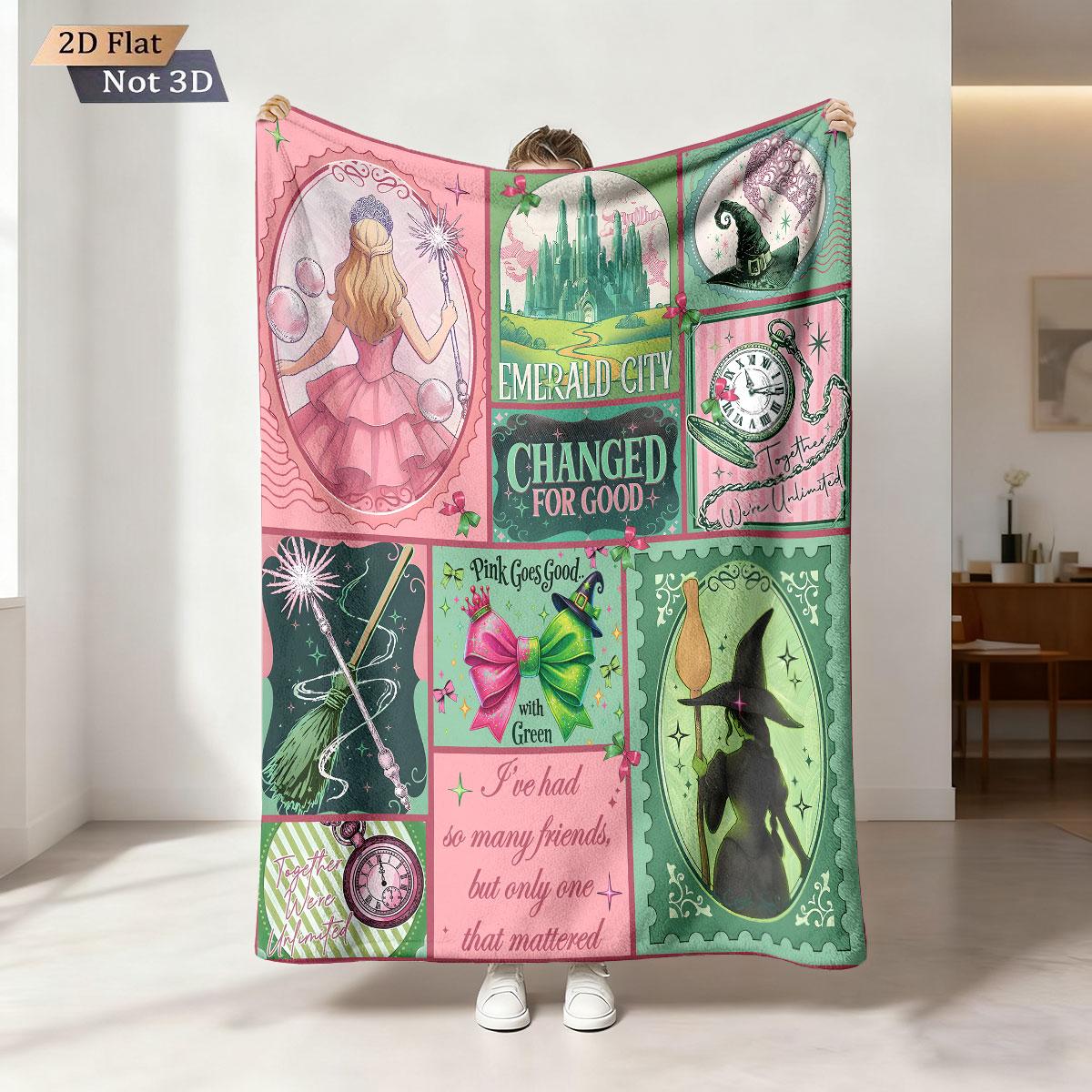 

1pc Magic Wicked Witch Print 230 Flannel Blanket, Casual And Comfortable Nap Blanket, Multiple Sizes, Machine Washable 100x150cm