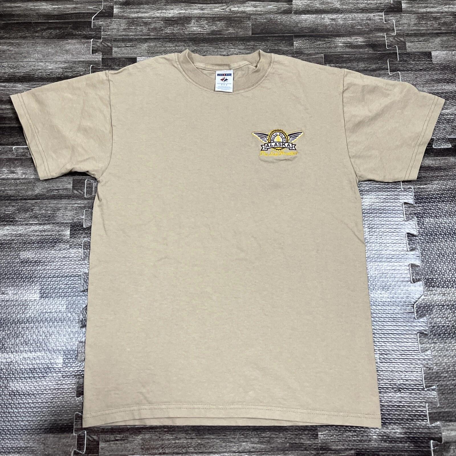 

Vintage 90s Y2K Alaska Bush Pilot The Last Frontier Tshirt Medium Brown VTG S