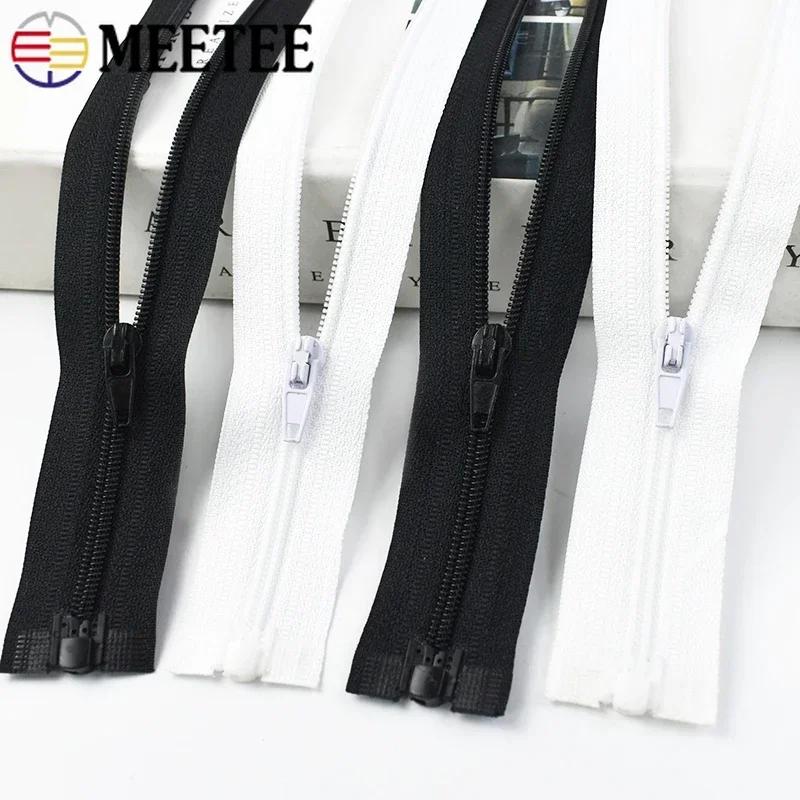 Meetee 5/10 Pezzi 40-300cm N°3 Cerniera in Nylon Nero Bianco Cerniere Aperte Giacca Piumino Cappotto Scarpe Cerniere con Blocco Automatico Accessorio Cucito Fai da Te