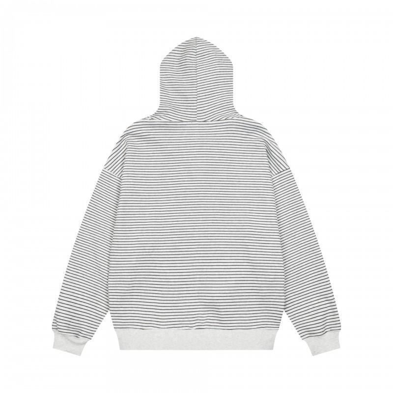 Unisex Oversized Hooded Sweatshirt Vintage Striped Print Casual Winter Pullover