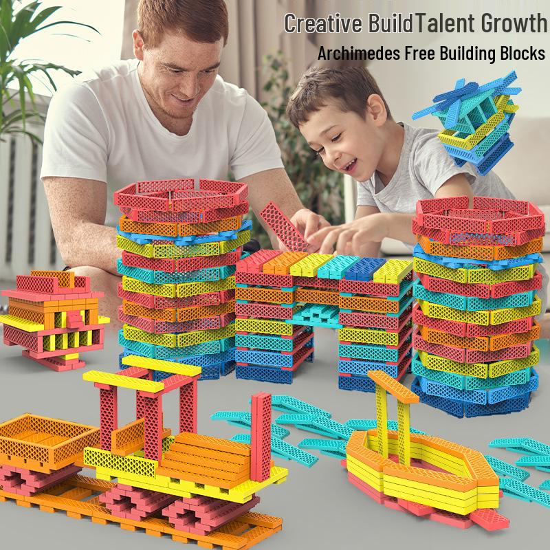 Akiki Creative Educational Building Blocks Set for Kids - Rice Hole Sticks for Stacking and Construction Play