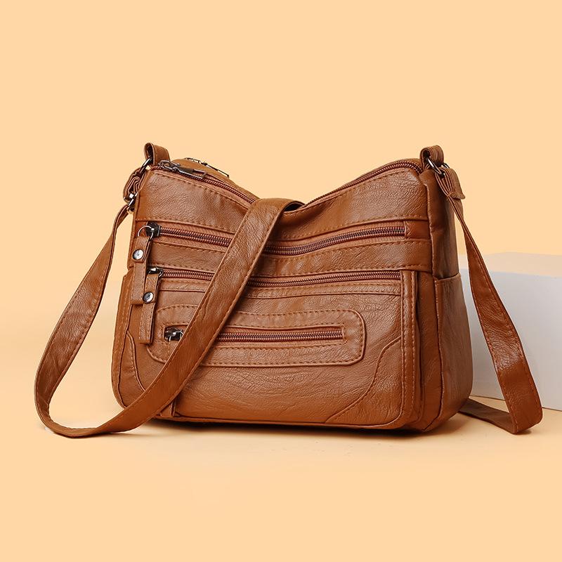 Neue Damen Schultertasche PU Weiches Leder Große Kapazität Umhängetasche Mode Einfach Mehrere Taschen Mehrschichtig Muttertasche für Frauen mittleren Alters