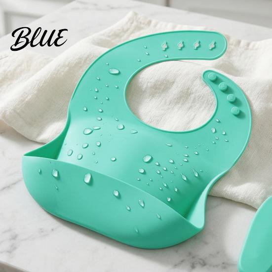 Non Irritating Silicone Bibs for Summer Baby Bib Waterproof Soft Adjustable Feeding Durable Comfortable Sensitive Skin Large Pocket Food Catch