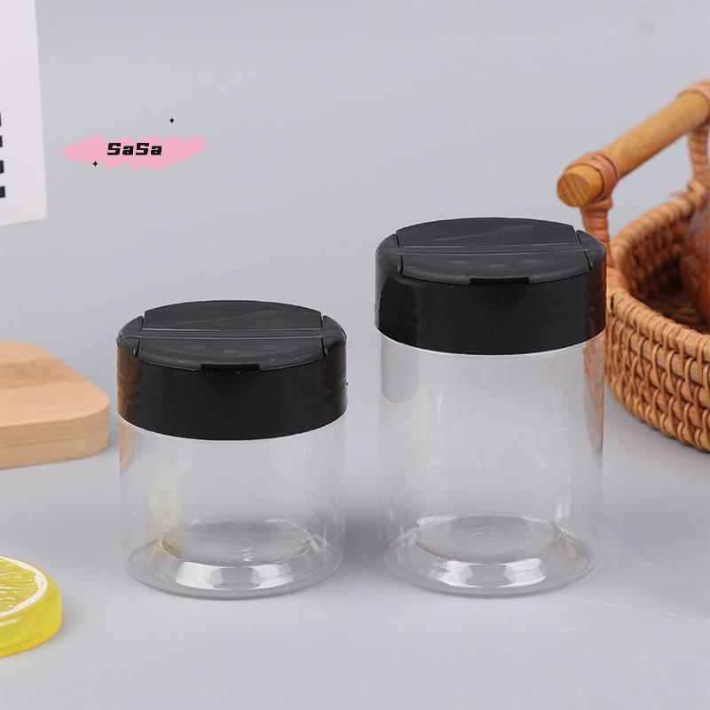 S-5/6Pcs Durable Plastic Double Flip-Top Transparent Seasoning Jar Portable Salt Cellar Empty Pepper Shaker for Kitchen