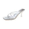 Silver stiletto high heels women's spring new versatile fashion outer wear open-toed niche sandals