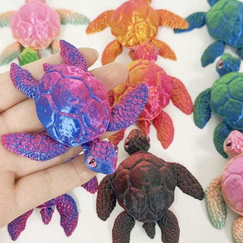 New Movable Sea Turtle Flexible Joint 3D Printed Sculpture With Eggs Fun Desk Ornament For Home Office Car Desk Decoration Gift