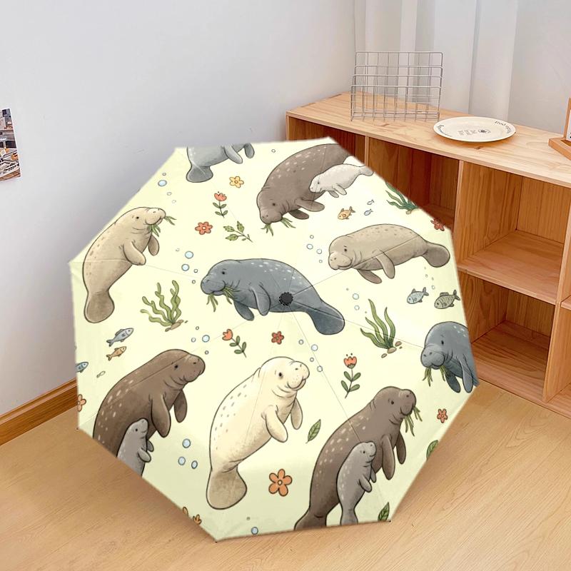 1 Pezzo Ombrello Pieghevole Automatico - Fantasia Animali Carini, Design Portatile e Pieghevole con 8 Stecche, Regali di Natale e Compleanno