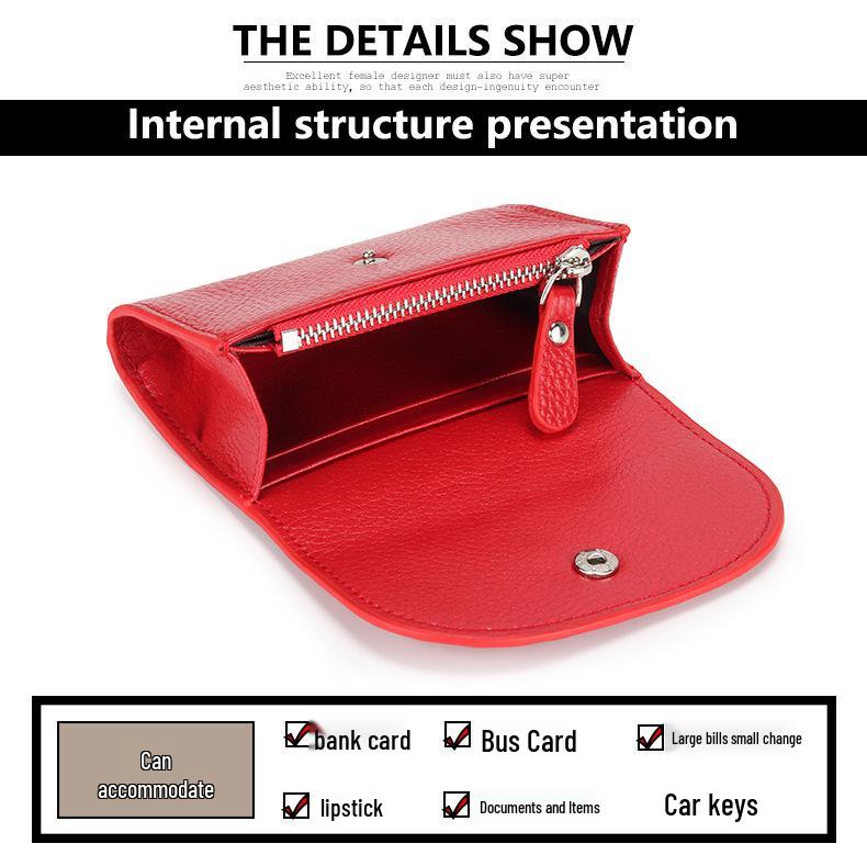 Geldbörse für Damen aus echtem Leder: Großkapazitäts-Multifunktions-Kartenhalter aus Rindsleder der obersten Schicht