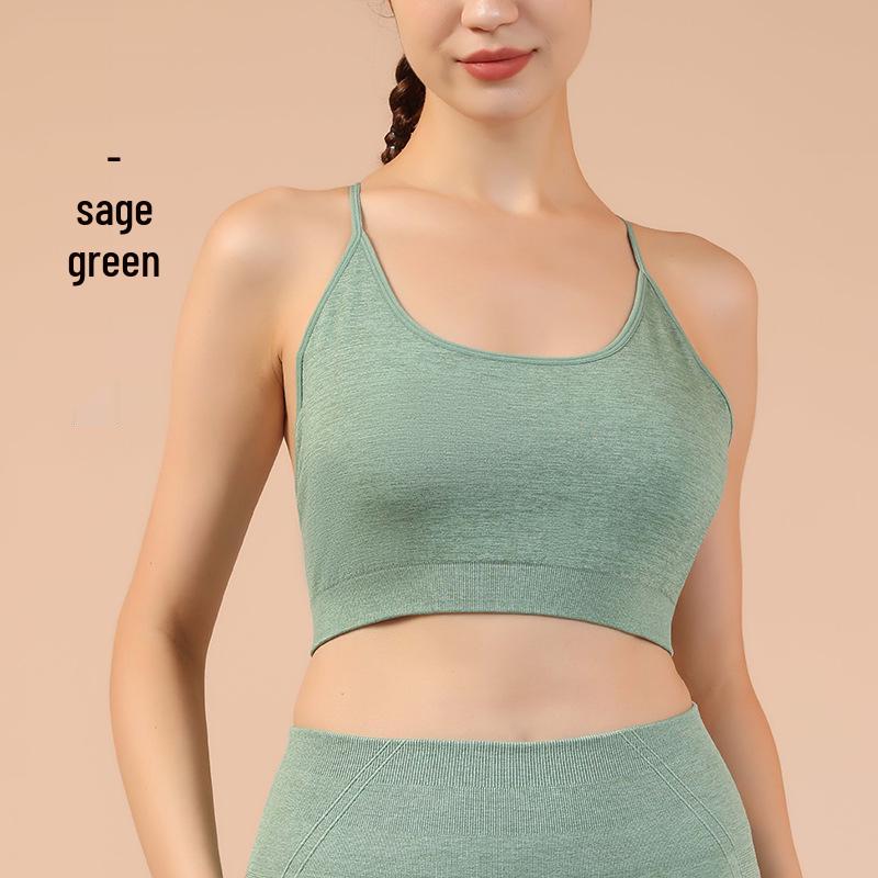 

Бесшовный нюдовый спортивный бюстгальтер 2024: Женская майка-борцовка для бега и йоги с тонкими бретелями Medium